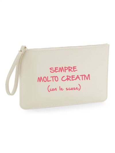 Pochette da donna con la scritta "sempre molto creativi (con le scuse)" - PHTD16