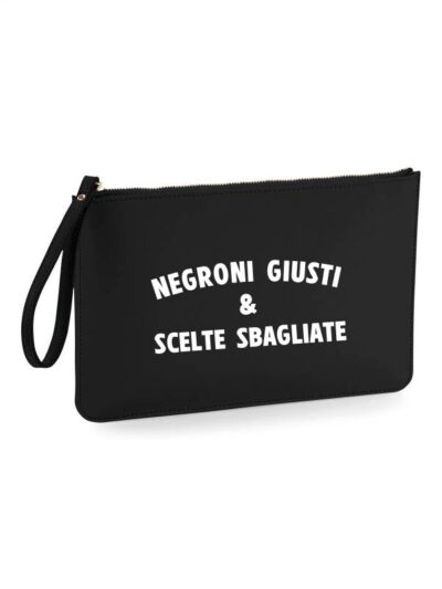 Pochette da uomo con la scritta "negroni giusti e scelte sbagliate" - PHTU06