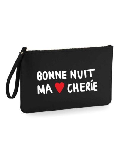 Pochette da donna con cuore rosso e la scritta "bonne nuit ma cherie" - PHTD23