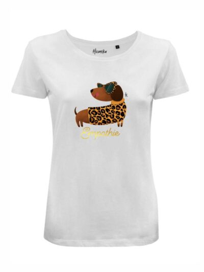 T-Shirt donna Lady 2.0 con un bassotto e la scritta “Empathie” in reflex – LG009