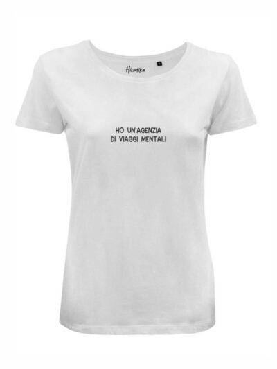 T-Shirt donna Lady 2.0 con la scritta “ho un'agenzia di viaggi mentali” in patch – LG021
