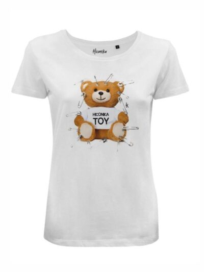 T-Shirt donna Lady 2.0 con un orsetto e la scritta “hiconika toy” in glitter – LG034