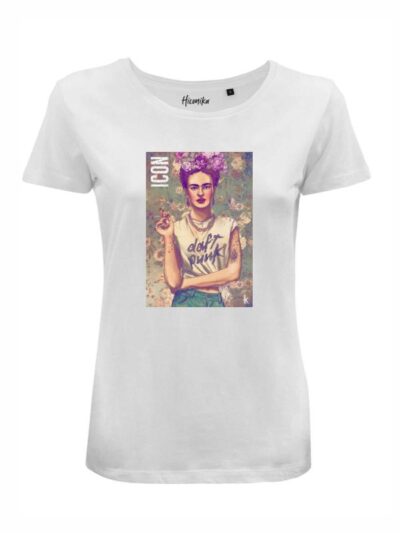 T-Shirt donna Lady 2.0 con Frida Kahlo e la scritta “icon” in glitter – LG041