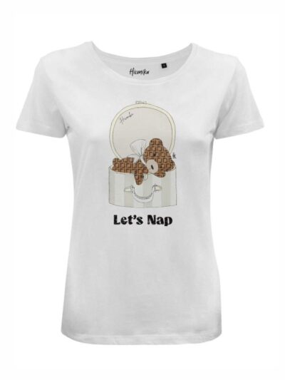 T-Shirt donna Lady 2.0 con un orsetto e la scritta “let's nap” in glitter – LG044