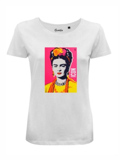 T-Shirt donna Lady 2.0 con Frida Kahlo e la scritta “icon” in glitter – LG048