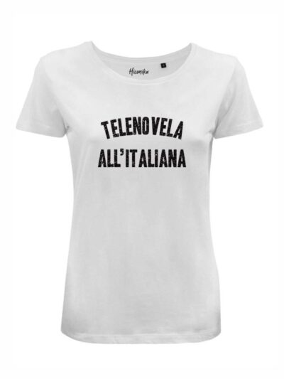 T-Shirt donna Lady 2.0 con la scritta “telenovela all'italiana” in glitter – LG049
