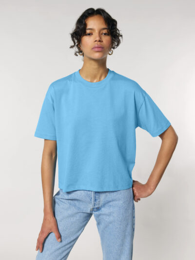 T-Shirt donna Essential Stella senza stampa, Aqua Blue – TSE07