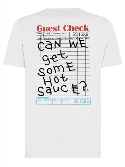 T-shirt uomo Moon con la stampa di una bottiglia di tabasco lato cuore e la stampa sulle spalle – TM024