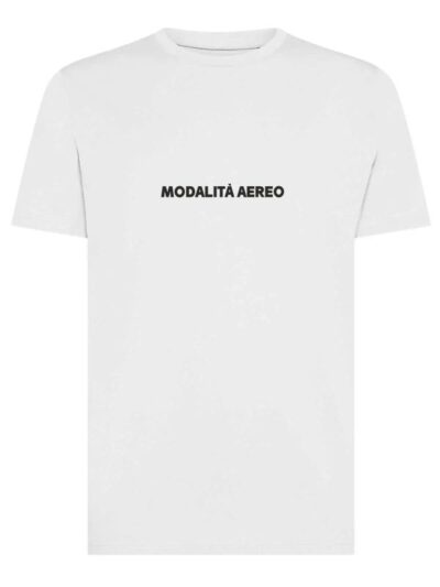 T-shirt uomo Moon con la scritta "modalità aereo" in patch a rilievo sul petto – TM006