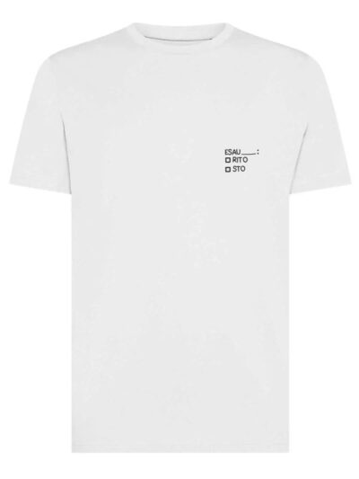 T-shirt uomo Moon con la scritta "esau... rito/sto" in patch a rilievo lato cuore – TM010