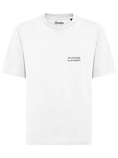 T-shirt uomo Axis con la scritta "ho lo scazzo alla risposta" in patch a rilievo lato cuore – TM011