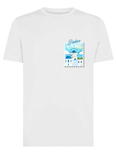T-shirt uomo Moon con la stampa "J'adore Mykonos" lato cuore – TM016