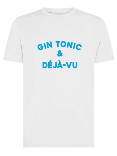T-shirt uomo Moon con la scritta "gin tonic e dejà-vu" in patch a rilievo sul petto – TM027