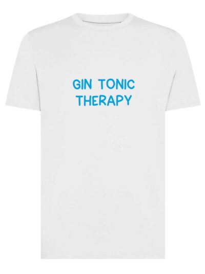 T-shirt uomo Moon con la scritta "gin tonic therapy" in patch a rilievo sul petto – TM032