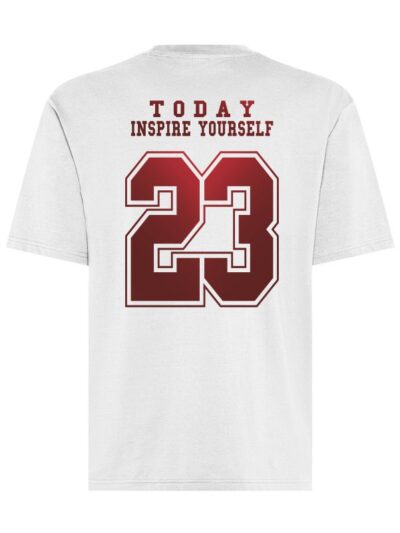 T-shirt uomo Axis con la scritta "today inspire yourself 23" in reflex sulle spalle – TM012