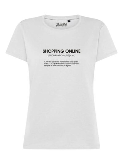 T-Shirt donna Lady 2.0 con la scritta “shopping online” – TW002