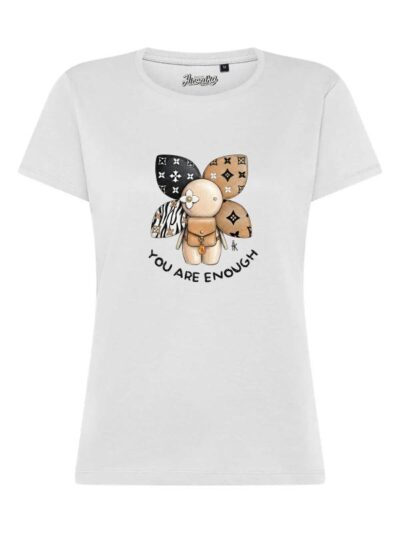 T-Shirt donna Lady 2.0 con grafica floreale e la scritta “you are enough” in glitter – TW005