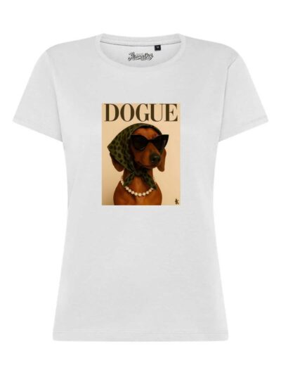 T-Shirt donna Lady 2.0 con la stampa di un cagnolino fashion e la scritta "dogue" – TW020