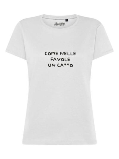 T-Shirt donna Lady 2.0 con la scritta “come nelle favole un ca**o” in patch a rilievo – TW018